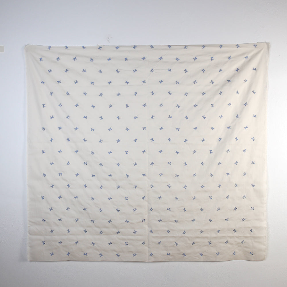 Kokochi Embroidered Ribbon Washer Finish Cotton Broad - Beige Blue - 50cm
