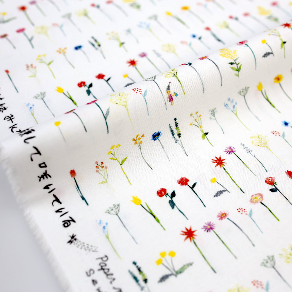 Kokka Paper Message Cotton Sheeting - Flowers in the City 4A - 50cm