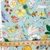 Kokka Paper Message Cotton Sheeting - Forest Flowers 1A - 50cm