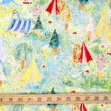 Kokka Paper Message Cotton Sheeting - Circus 6A - 50cm