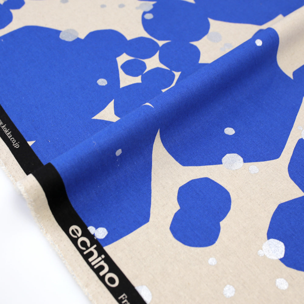 Kokka Echino Large Dots Canvas - Beige Blue - 50cm