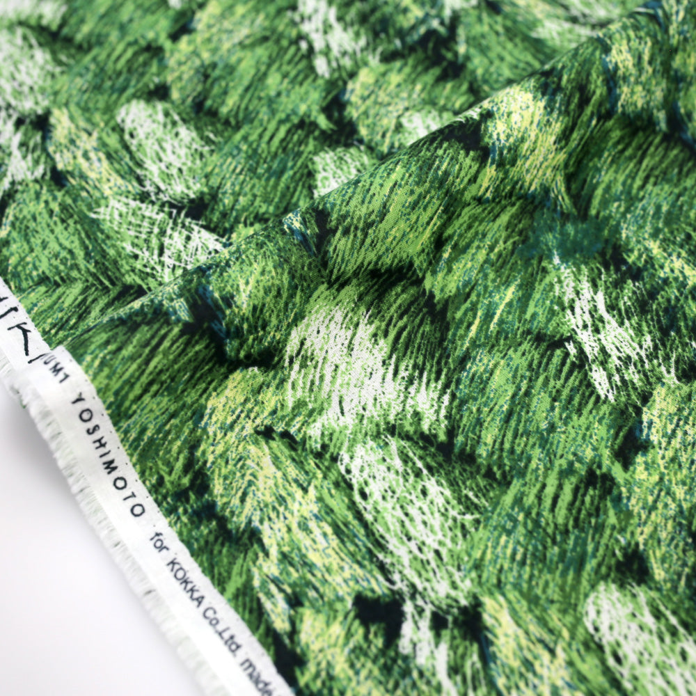 Kokka Keshiki Forest Cotton Linen Compass Lawn - Green - 50cm