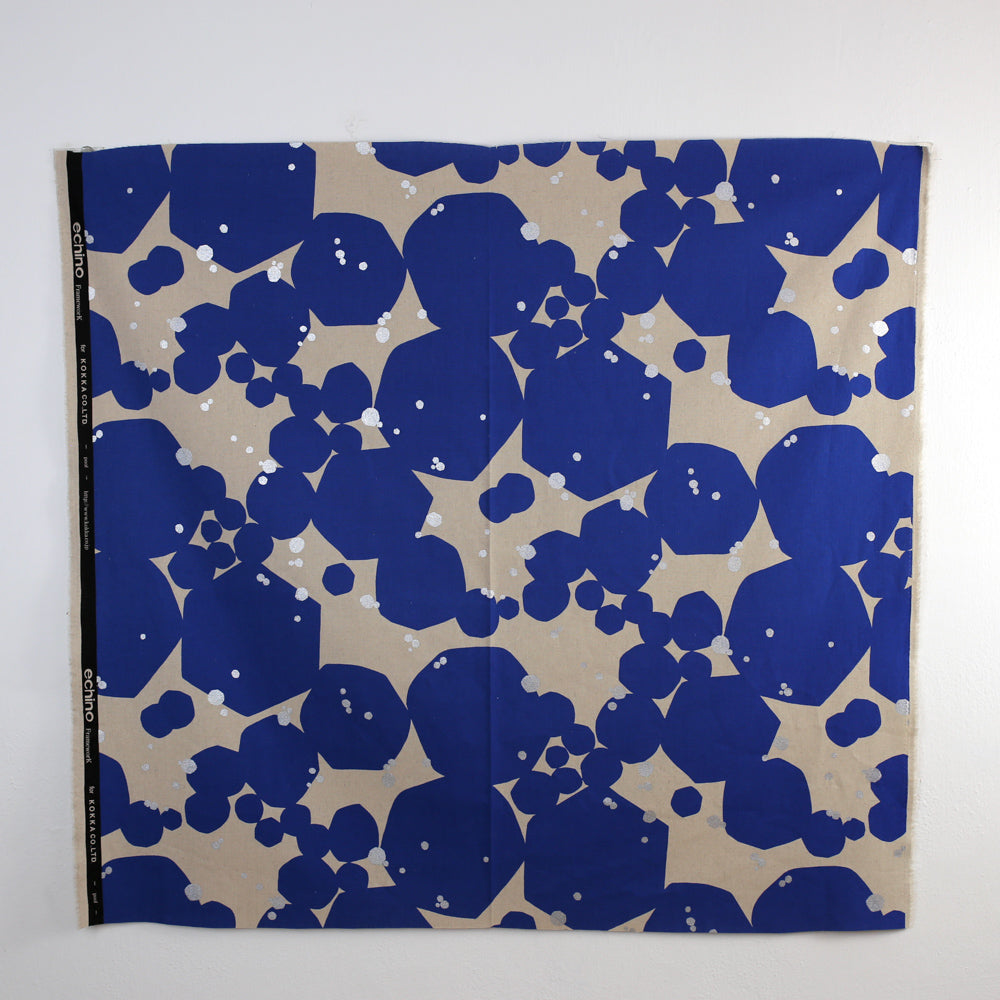 Kokka Echino Large Dots Canvas - Beige Blue - 50cm