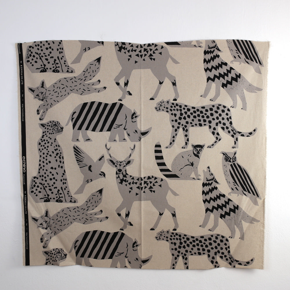 Kokka Echino Animal Canvas - Beige - 50cm