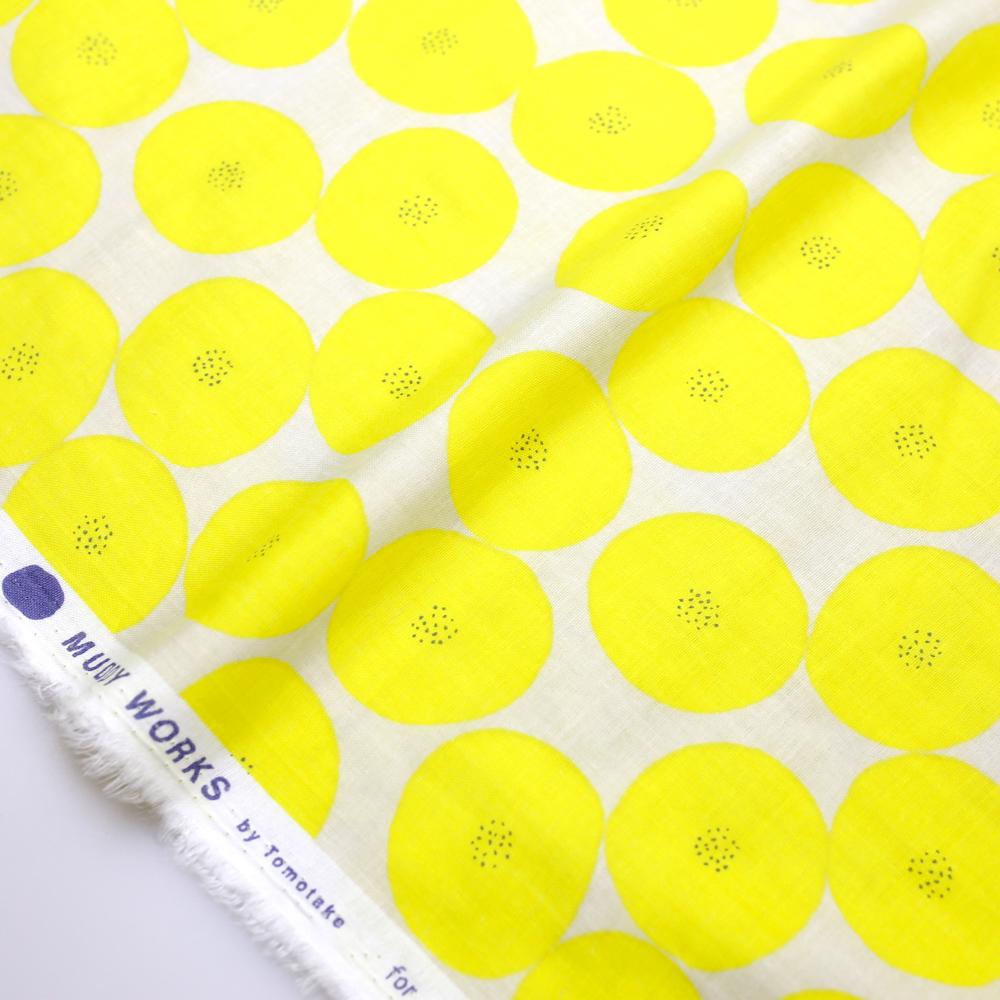 Kokka Muddy Works by Tomotake Mini Anpan - Double Gauze - Yellow - 50cm - Nekoneko Fabric