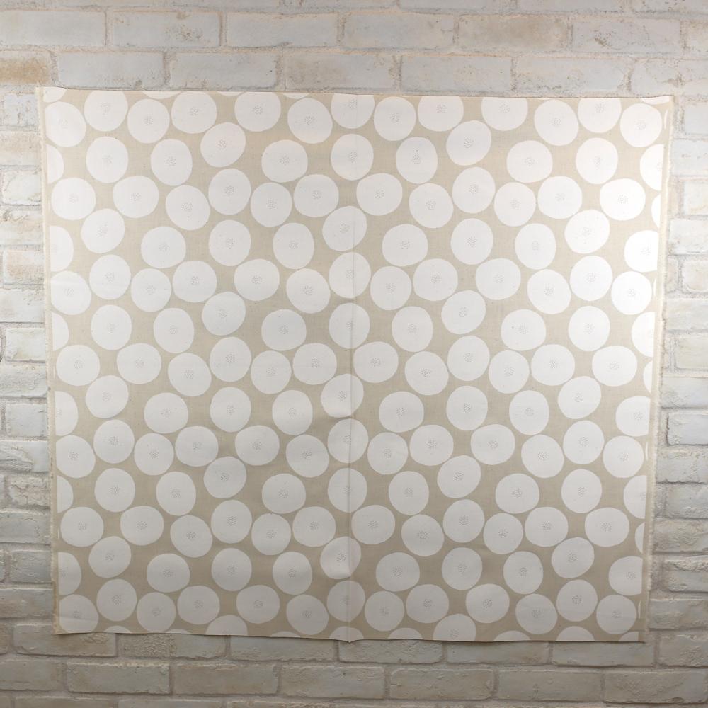 Kokka Muddy Works by Tomotake Anpan - Mortley Cross Soft Canvas - White - 50cm - Nekoneko Fabric