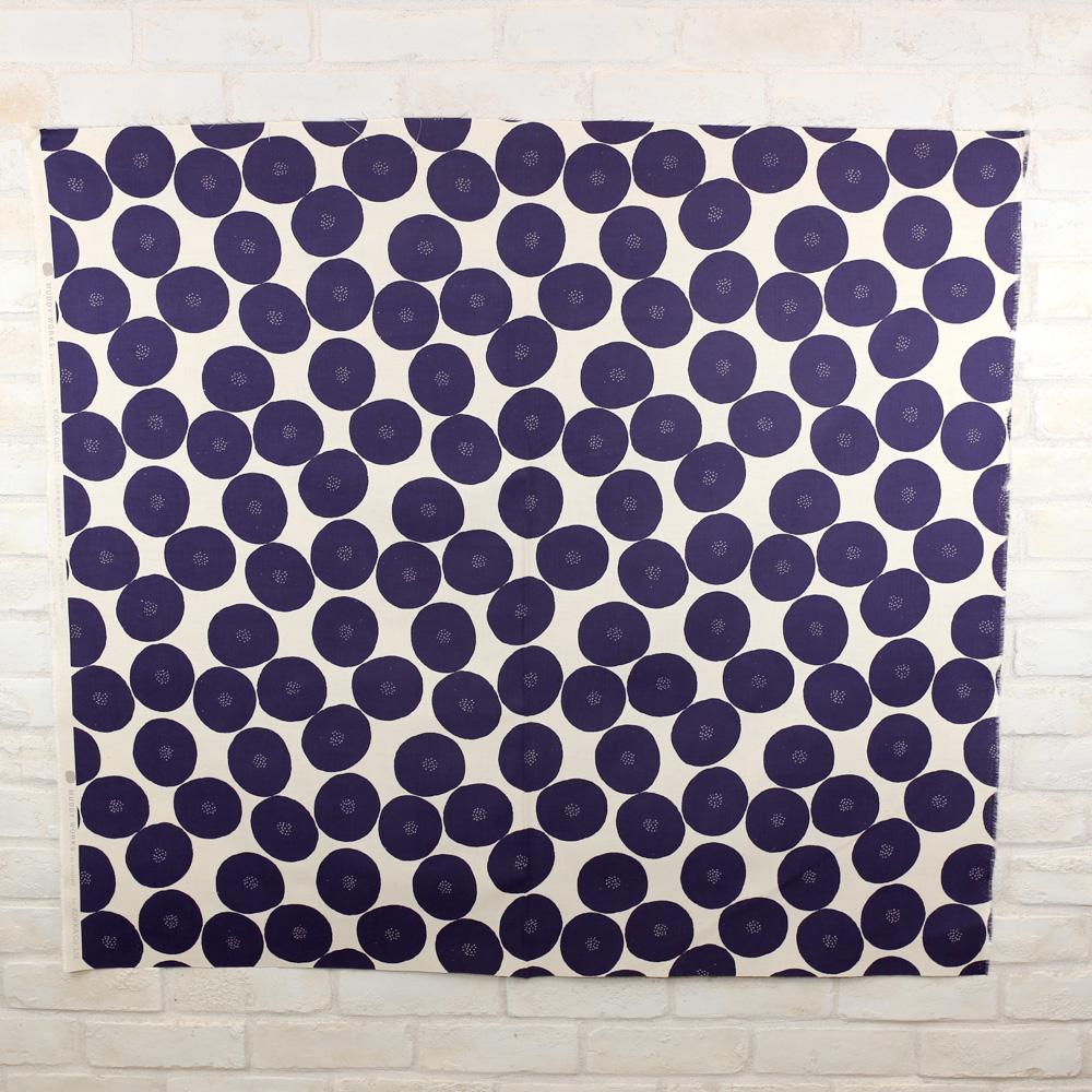Kokka Muddy Works by Tomotake Anpan - Mortley Cross Soft Canvas - Blue - 50cm - Nekoneko Fabric