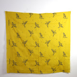 Remnant - Kokka Echino Birds Embroidered Cotton Linen Sheeting - Mustard - 2m