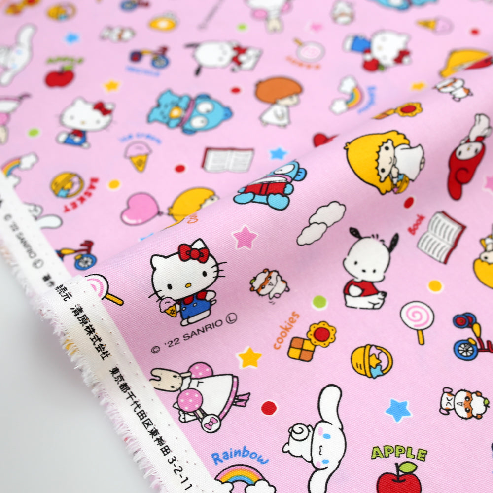 Sanrio Hello Kitty & Friends Mix Oxford Canvas - Pink - 50cm