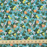 Cotton + Steel Rifle Paper Co Primavera Citrus Floral - Cotton - Teal - Half Yard - Nekoneko Fabric