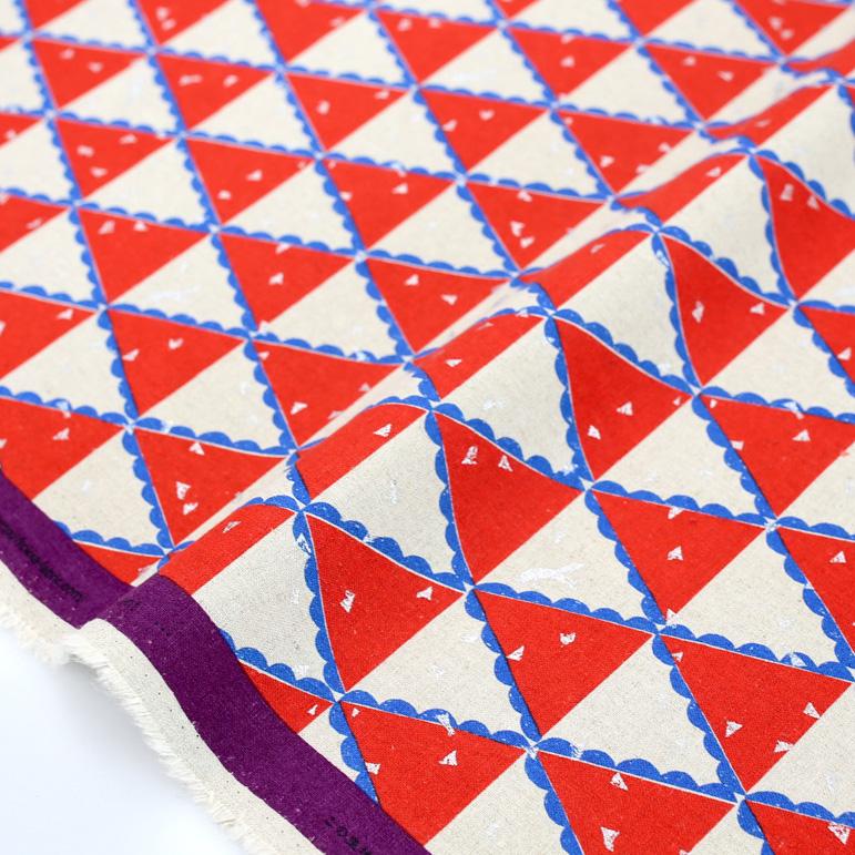 Kokka Echino Tent Canvas - Red - 50cm - Nekoneko Fabric