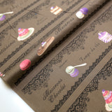 Yuwa Macaron Lacy Sweets Cotton - Dark Brown - 50cm - Nekoneko Fabric