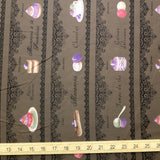 Yuwa Macaron Lacy Sweets Cotton - Dark Brown - 50cm - Nekoneko Fabric