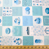 Yuwa Macaron Sweet Rondeaux Block Squares Cotton - Blue - 50cm - Nekoneko Fabric