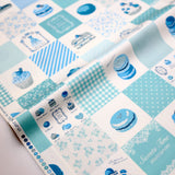 Yuwa Macaron Sweet Rondeaux Block Squares Canvas - Blue - 50cm - Nekoneko Fabric