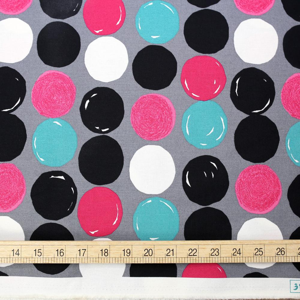 Kobayashi Colorful Circles Cotton Canvas - Grey - 50cm