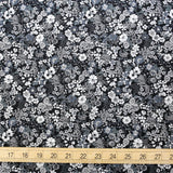 Kokka Floral 1 - Cotton Lawn - Black F - 50cm