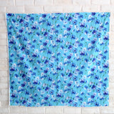 Kokka Floral 3 Large Flowers - Cotton Lawn - Ocean Blue D - 50cm