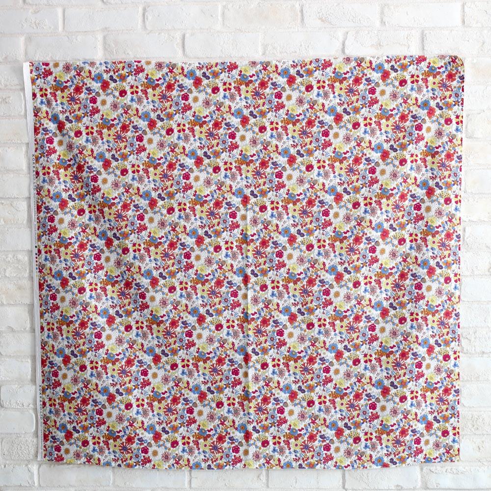 Kokka Floral 2 Small Daisies- Cotton Lawn - Red A - 50cm