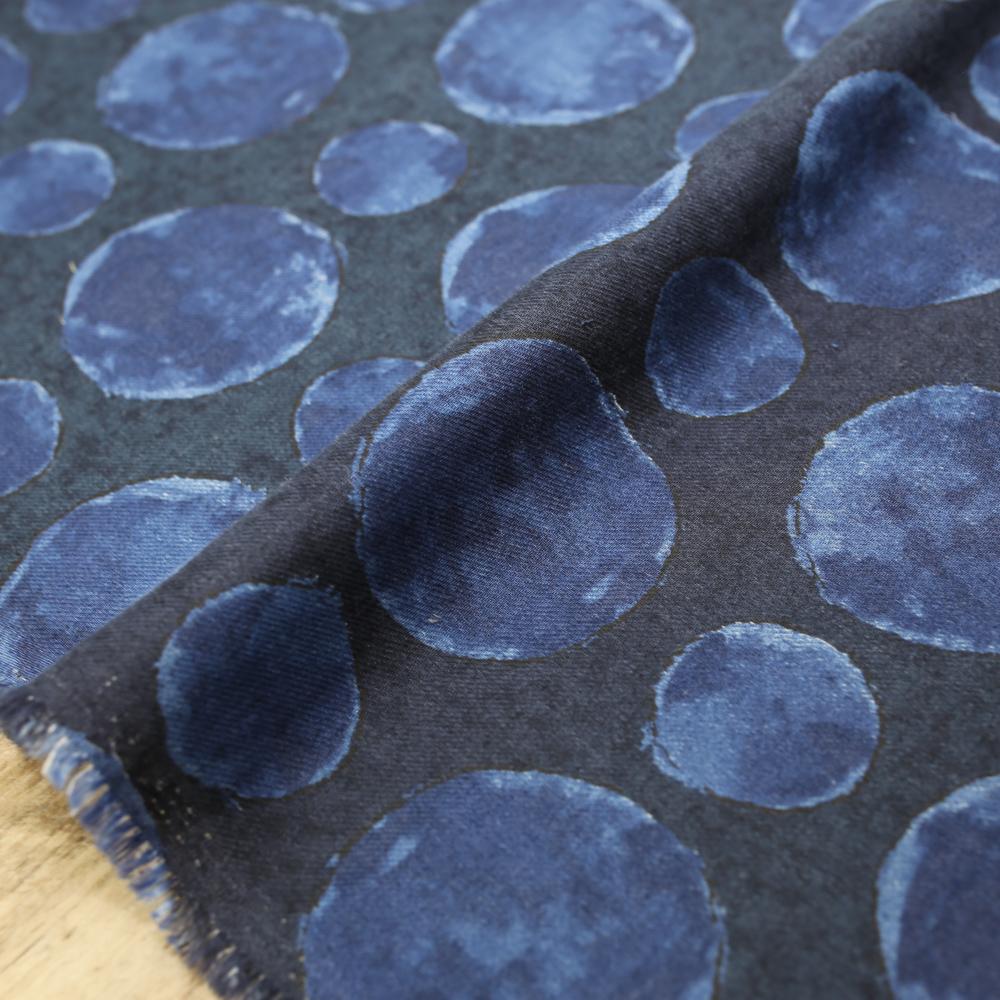 Kokka Textile Painted Large Dots - Cotton Viera - Blue - 50cm
