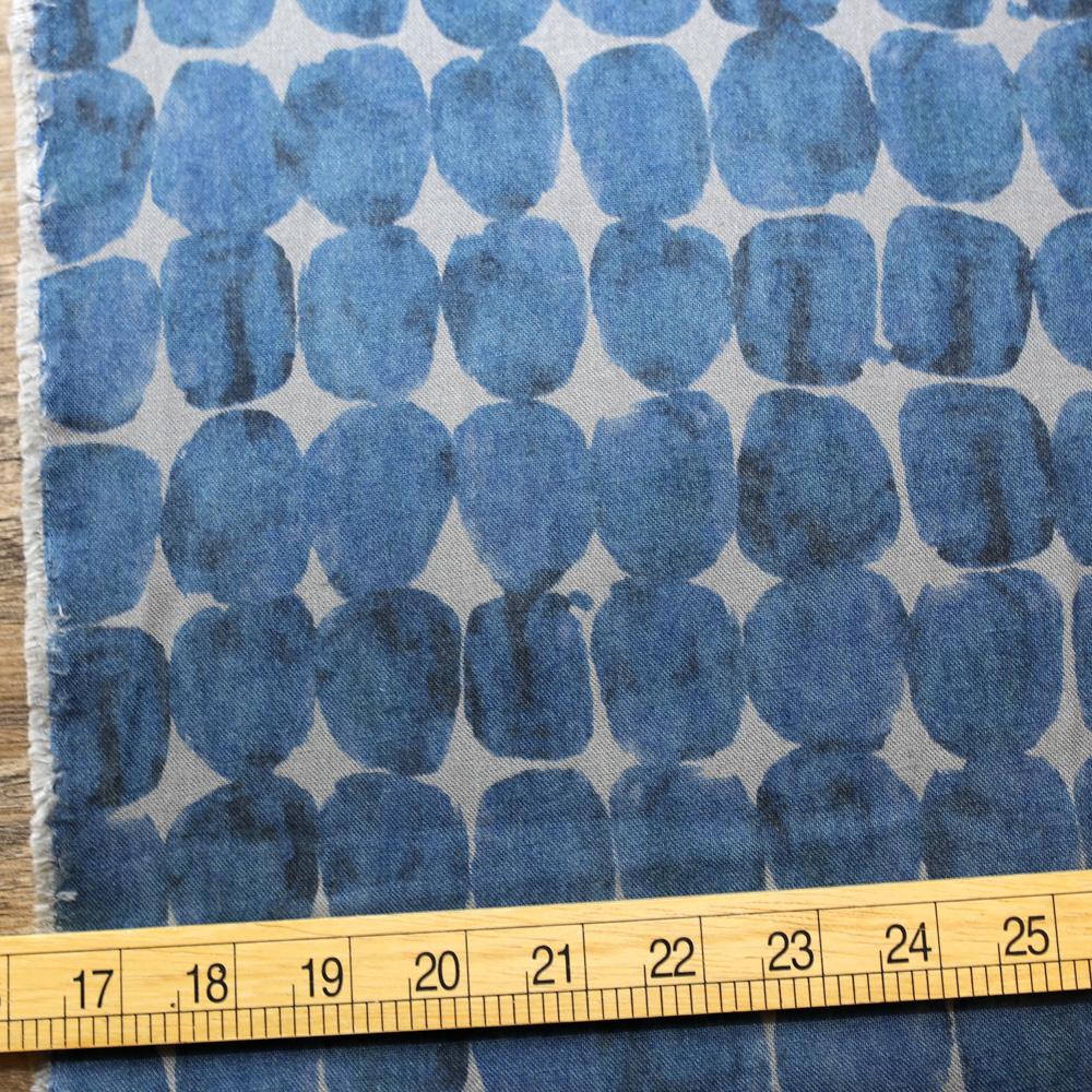 Kokka Textile Painted Dots - Rayon Linen - Grey Blue - 50cm