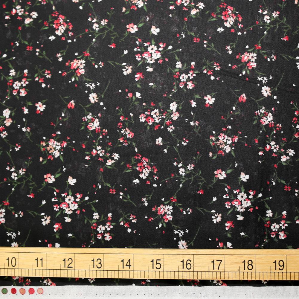 Kokka Retro Floral - Cotton Georgette - Black - 50cm