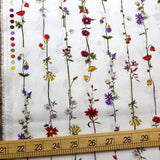 Kokka Retro Floral Vines - Typewriter Cotton Lawn - White Red - 50cm