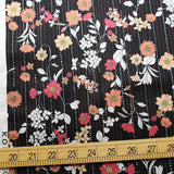 Kokka Retro Floral Vines - Cotton Sateen - Black - 50cm