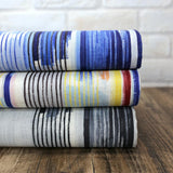 Kokka Abstract Stripes  - Cotton Linen Sheeting - Blue - 50cm