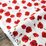 Kokka Floral Organic Cotton Lawn - Red - 50cm