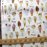 Kokka Yummy Fabric Ice Cream - Cotton Sheeting - Beige - 50cm