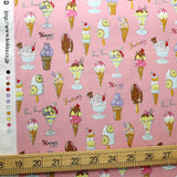 Kokka Yummy Fabric Ice Cream - Cotton Sheeting - Pink - 50cm