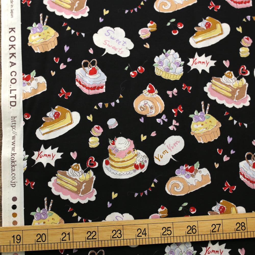 Kokka Yummy Fabric Cakes - Cotton Sheeting - Black - 50cm