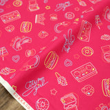 Kokka City Pop Girl Neon - Cotton Sheeting - Pink - 50cm
