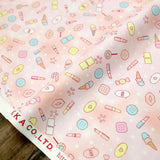 Kokka City Pop Girl Pastel Glitter - Cotton Sheeting - Pink - 50cm