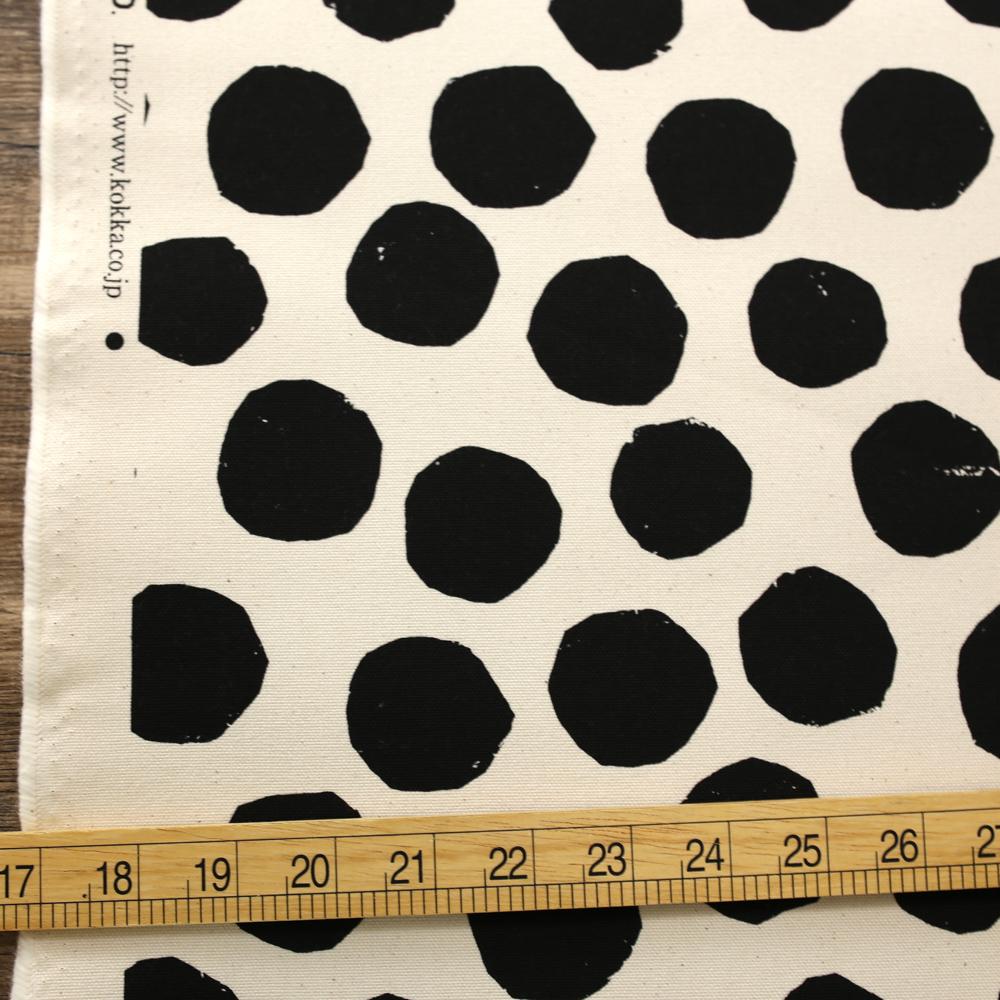 Kokka Nine Five Dots Sail Cloth - Cotton Canvas - Beige Black - 50cm