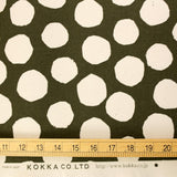 Kokka Nine Five Dots Sail Cloth - Cotton Canvas - Olive - 50cm