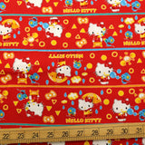 Sanrio Hello Kitty Crayon - Cotton Canvas Oxford - Red - 50cm