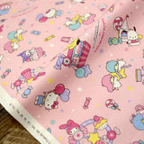 Sanrio Hello Kitty and Friends Collage - Cotton Canvas Oxford - Pink - 50cm