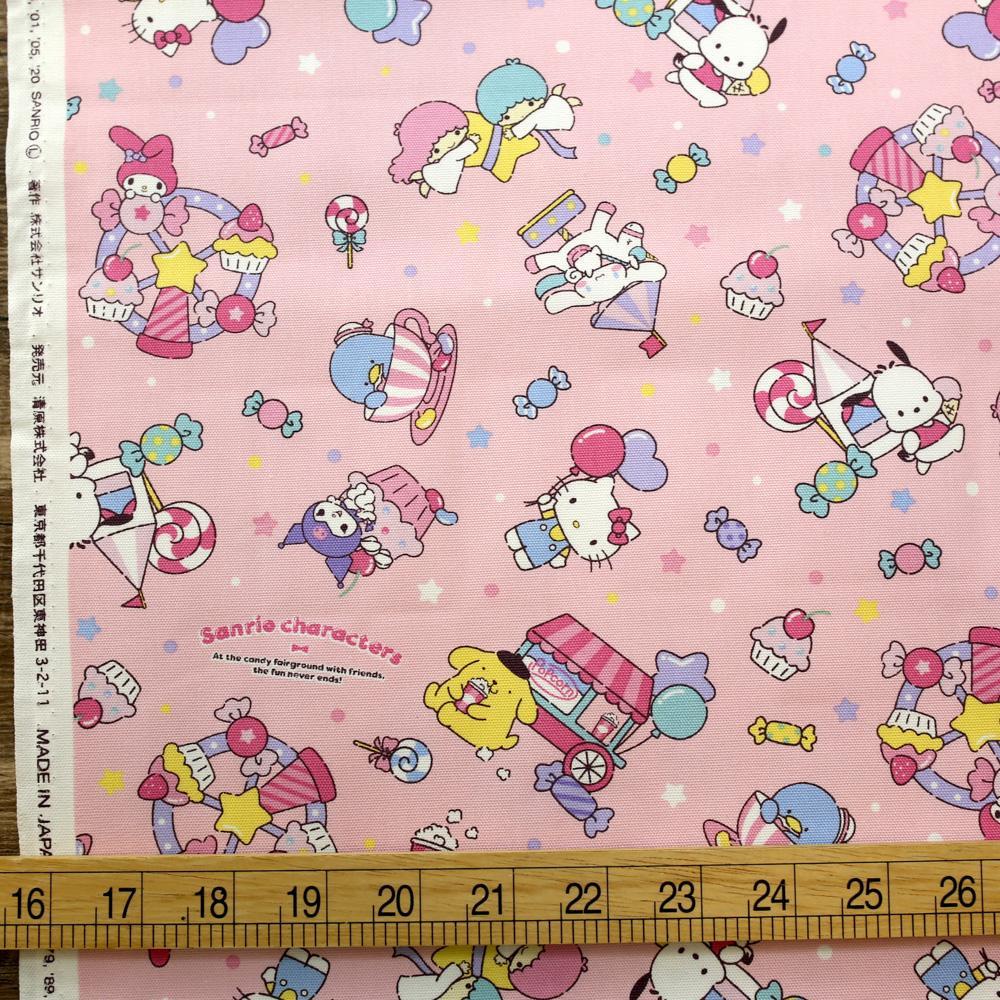 Sanrio Hello Kitty and Friends Collage - Cotton Canvas Oxford - Pink - 50cm
