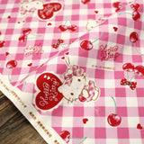 Sanrio Hello Kitty Plaid - Cotton Canvas Oxford - Pink - 50cm