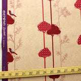 Kokka Echino Balance Bird Canvas - Pink - 50cm