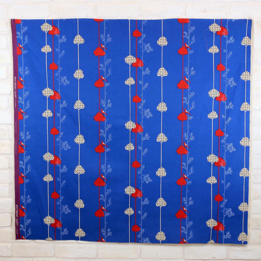 Kokka Echino Balance Bird Canvas - Blue - 50cm