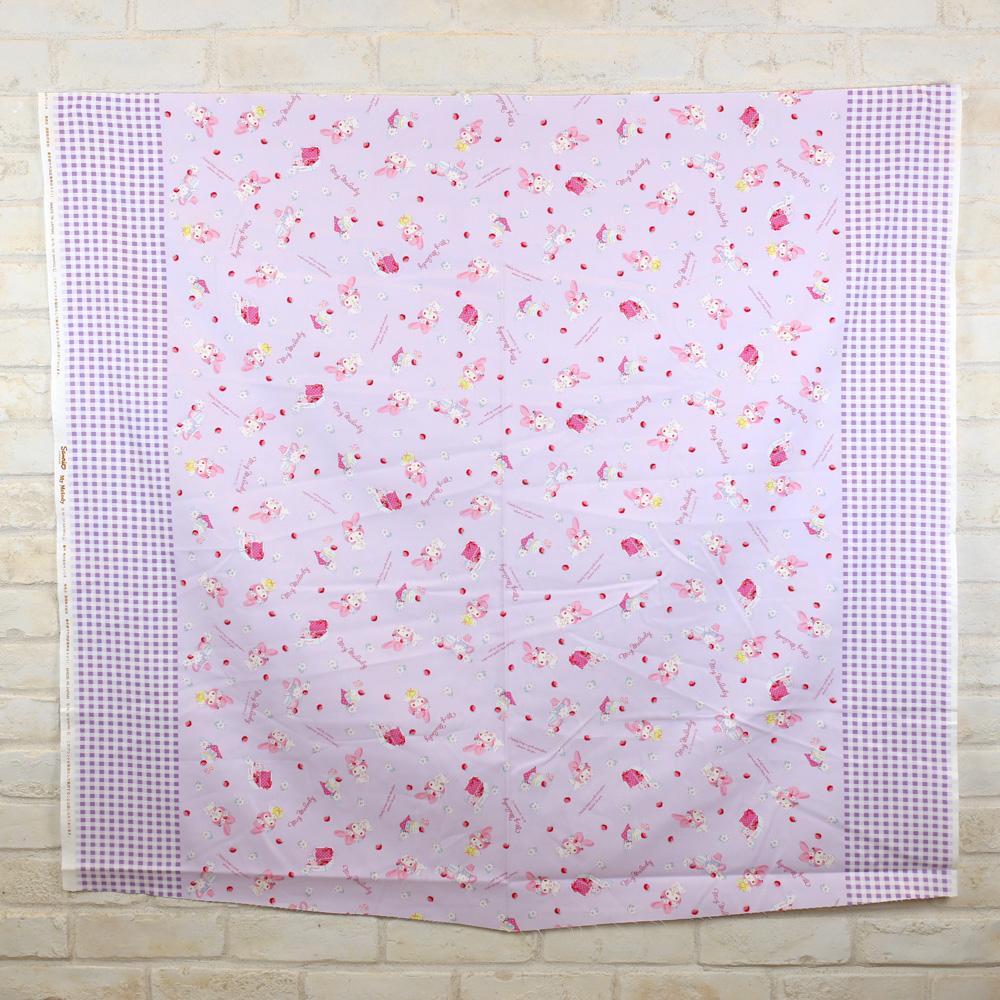 Sanrio Hello Kitty My Melody Border Print - Cotton Canvas Oxford  - Violet - 50cm