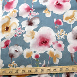 Kokka Natural Garden Floral - Cotton Sheeting - Blue - 50cm