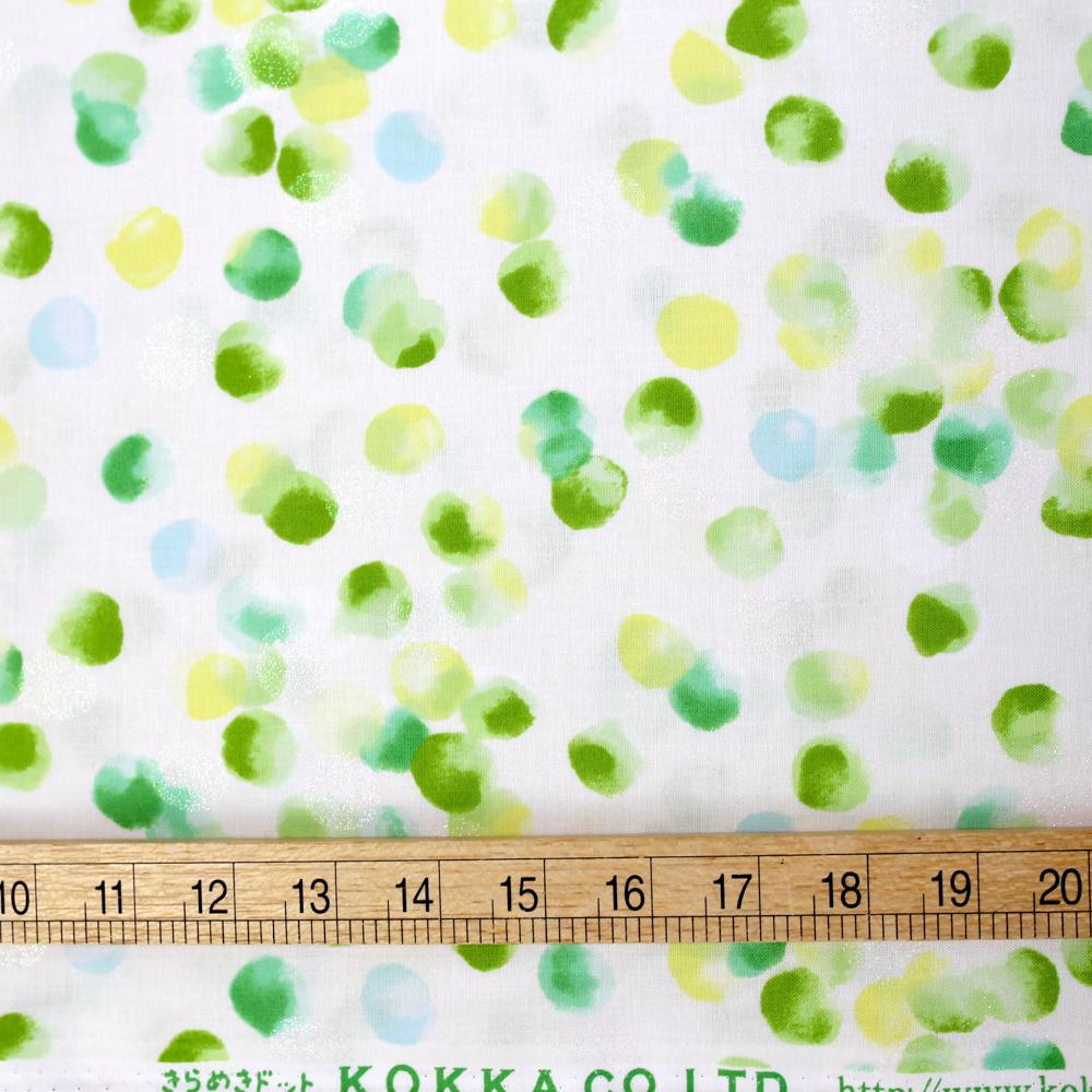 Kokka Watercolour Dots Glitter - Cotton Sheeting - Green - 50cm