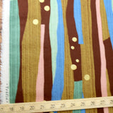 Remnant - Kokka Stripes Metallic - Cotton Linen Canvas - Brown - 1.3m