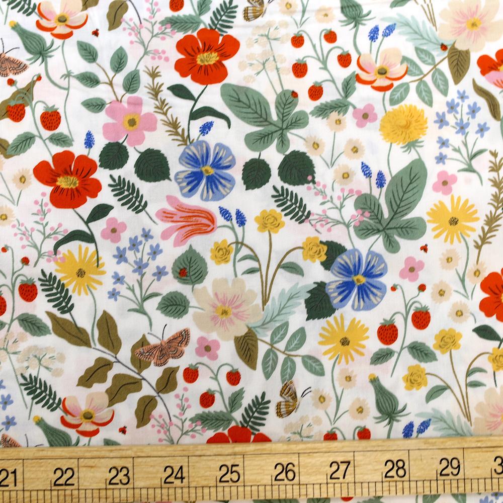 Remnant - Cotton + Steel Rifle Paper Co Strawberry Fields Rayon - Ivory - Half Yard