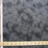 Hishiei Rustic Seigaiha Waves Cotton Sheeting - Black - 50cm