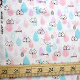 Kobayashi Cats Raindrop Double Gauze - Pink - 50cm